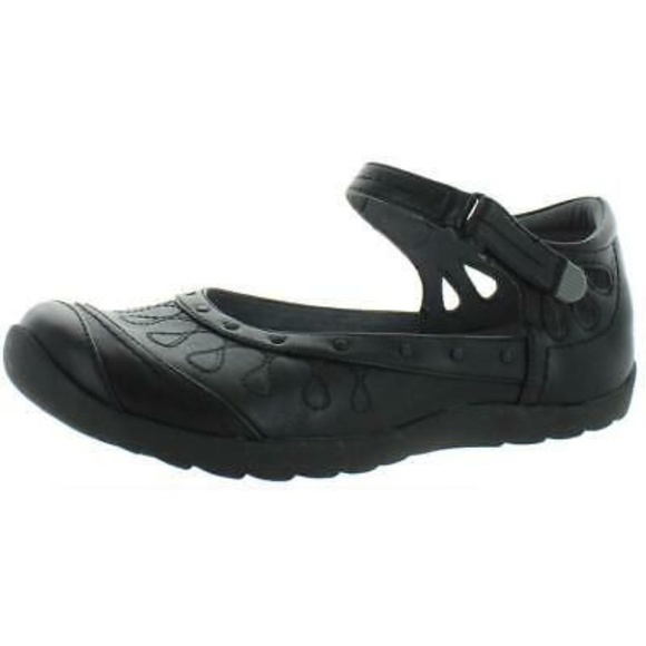 Black Fisherman Ankle Strap Flats Rebound Comfort - Picture 1 of 2